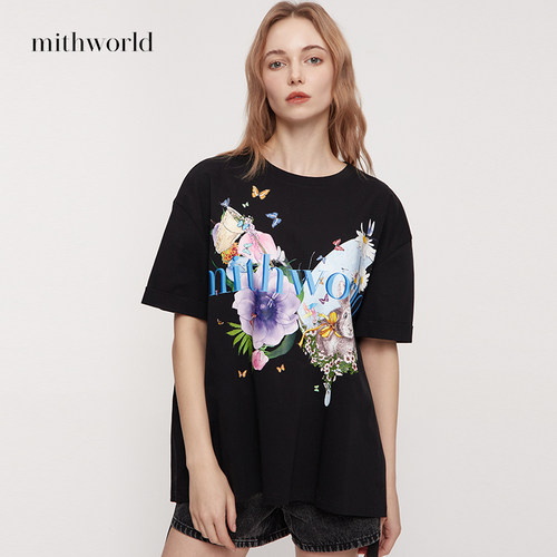 mithworld沵媞蝴蝶印花纯棉T恤