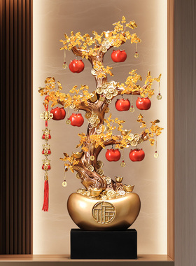 入户玄关发财树招财摆件客厅办公室事事如意落地装饰乔迁新居礼物