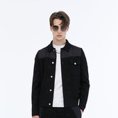 时尚 DAVID 拼接翻领夹克外套上衣男百搭 秋季 新款 NAMAN 绵羊毛
