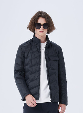 DAVID NAMAN【鹅绒严选】秋冬新款轻柔轻薄立领面包羽绒服外套男