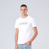 NAMAN 莫代尔 夏季 DAVID 轻薄凉爽绣花贴钻LOGO圆领休闲短袖 T恤