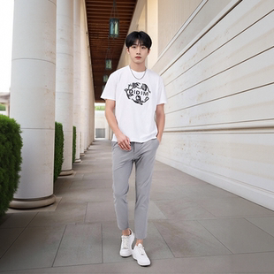 NAMAN 春夏新款 DAVID 纯棉亲肤 T恤男 个性 刺绣图案白色圆领短袖