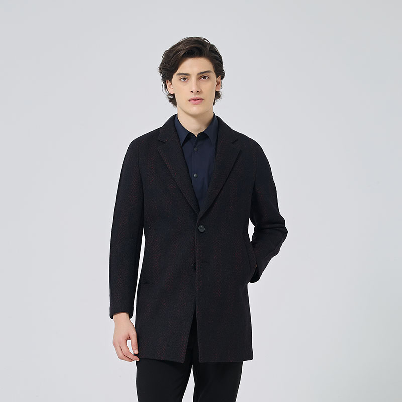 DAVIDNAMAN毛呢西装领大衣