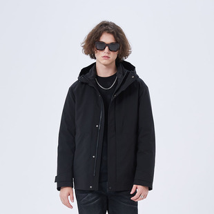 DAVID NAMAN【品质鹅绒】秋冬新款百搭户外工装连帽保暖羽绒外套