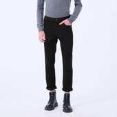 NAMAN 经典 个性 DAVID 刺绣 春夏新款 黑色弹力舒适直筒牛仔裤 男