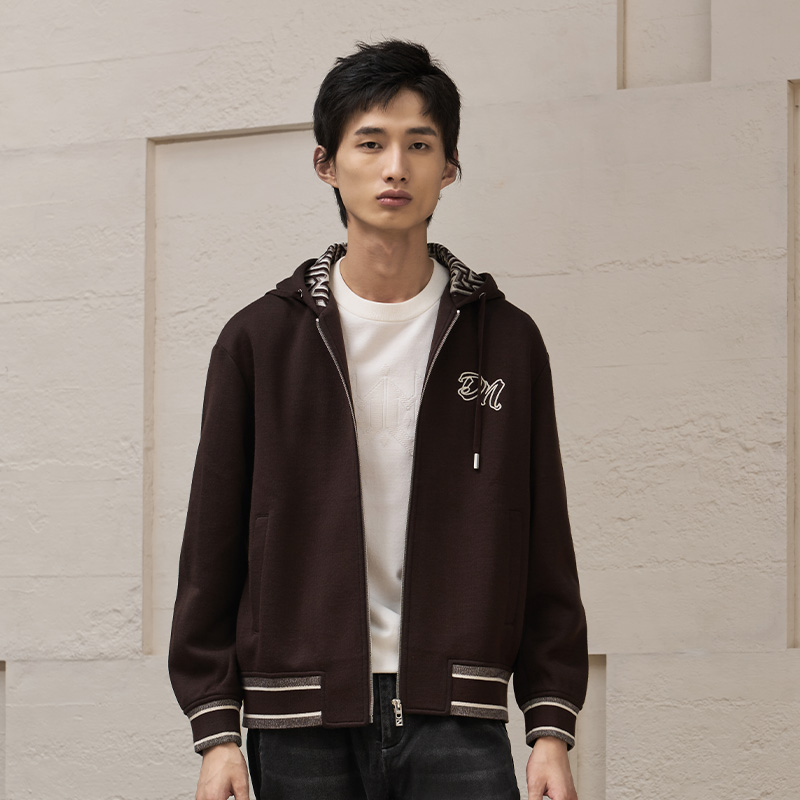 连帽拉链针织外套上衣