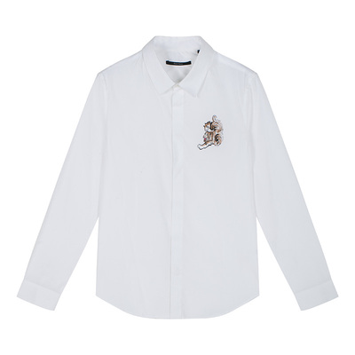 DAVID NAMAN夏季男士新款纯色衬衫长袖舒适百搭时尚虎年衬衫