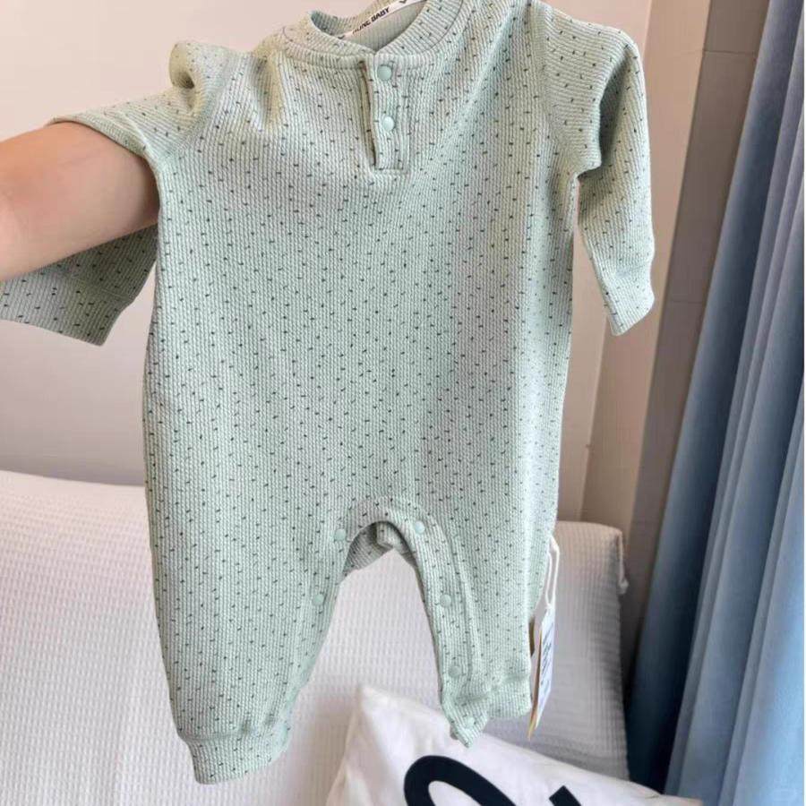 婴儿连体衣春季宝宝a类无骨爬爬服淡雅系新生婴儿透气爬服安阳婴