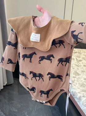 纯棉空调服睡衣新生儿长袖连体衣