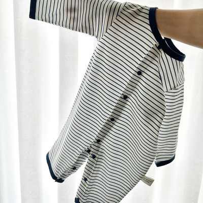 婴儿连体衣透气纯棉长袖对开哈衣