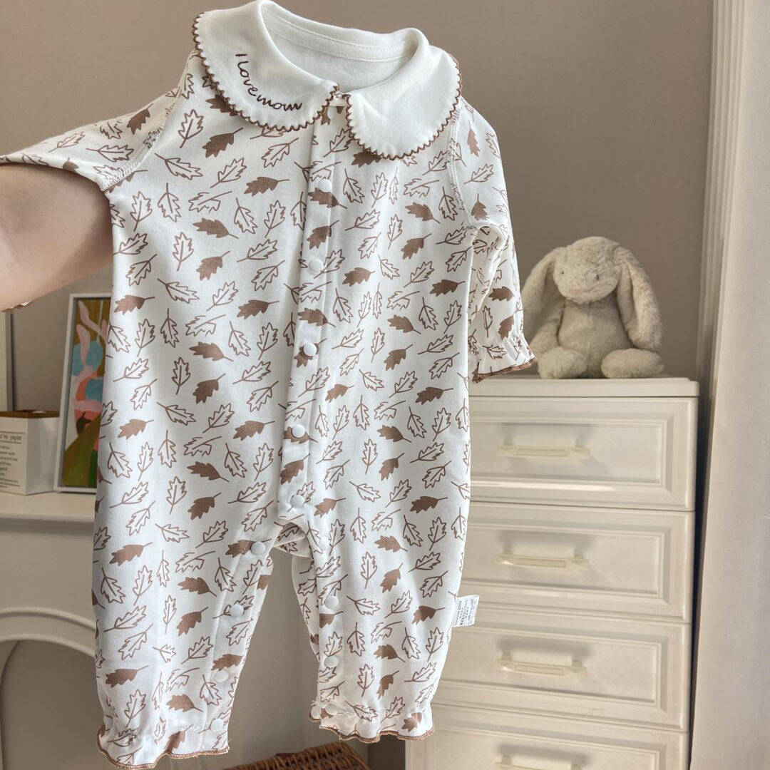 婴儿连体衣春秋季宝宝时尚碎花纯棉哈衣新生儿a类外出爬爬服秋装