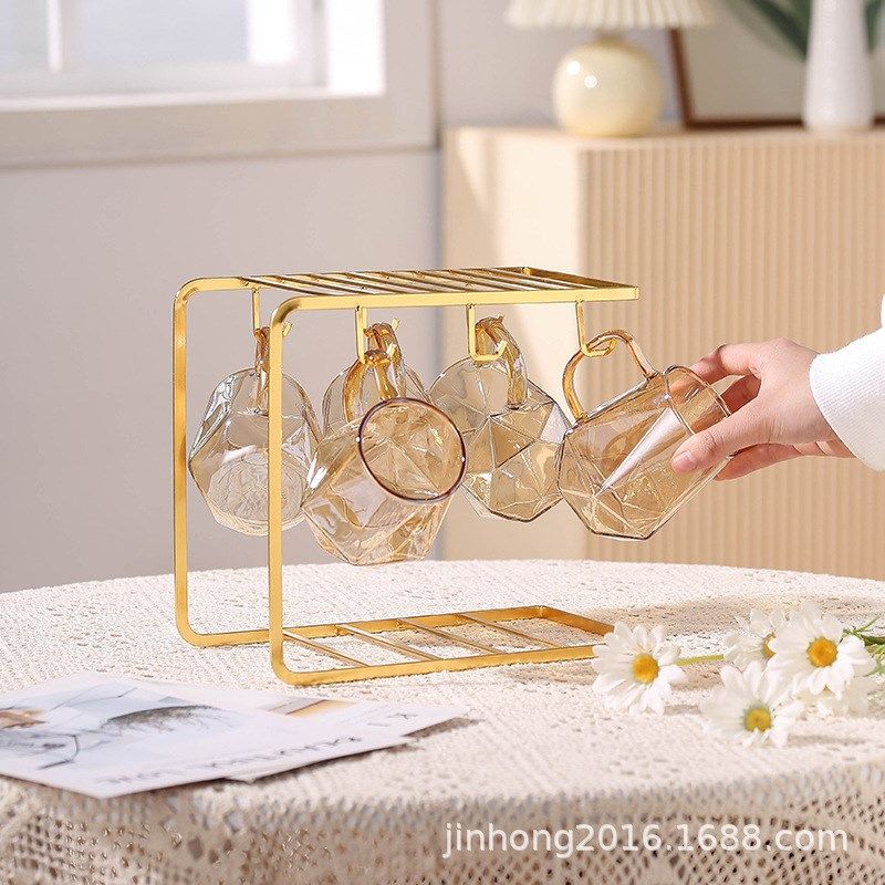 日式铁艺沥水杯架欧式创意轻奢置地水杯倒挂架厨房水具套装收纳架,家庭/个人清洁工具,杯架,淘宝优惠券,粉丝福利购,淘宝优惠卷