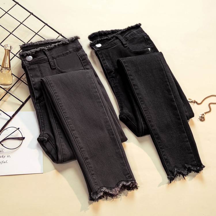 2022Fashion elastic trousers jeans women ladies pants女裤