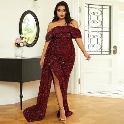 Plus Size Evening Dresses Sequin Prom Maxi Dress Party Dress