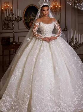 Wedding Dresses 2024 Sequins Appliques Glitter Bride Gowns