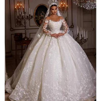 Wedding Dresses 2024 Sequins Appliques Glitter Bride Gowns