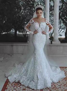 Wedding Dress Mermaid Long Sleeve Appliques Bridal Gowns