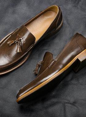 Men casual shoes leather loafers business dress formal shoes