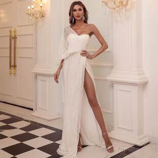Sequin Evening Dress Floor Length Maxi Dress Women Dress