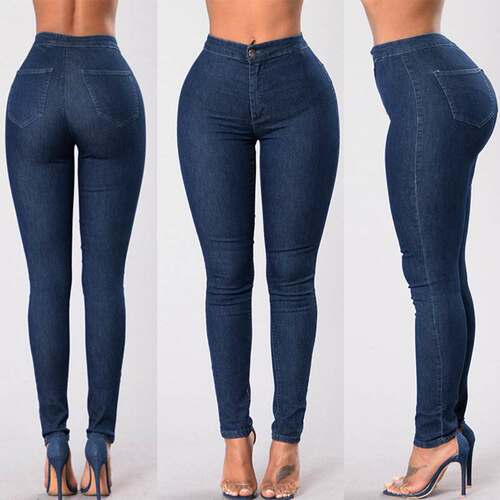 jeans women 2022 Fashion elastic high waist ladies pants 女