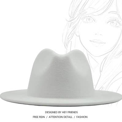 Unisex Wide Brim Felt Hats Men Women Panama Trilby Hat爵士帽