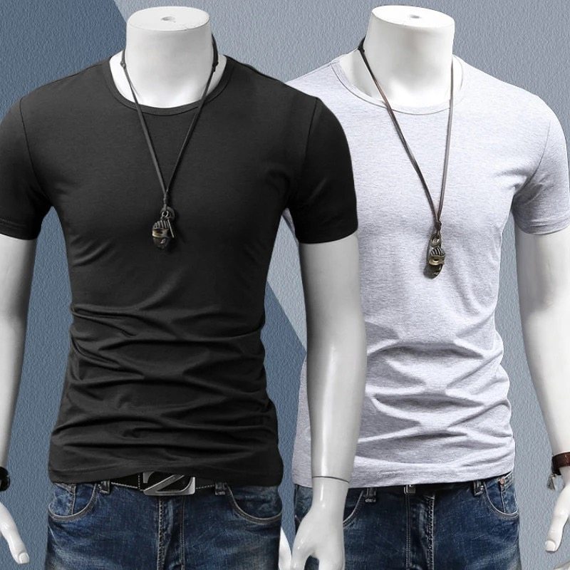 速干透气圆领中年修身衣夏季冰丝莫代尔短袖T恤男士薄款无痕运动