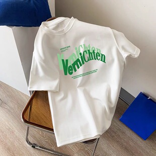 t恤男女国潮设计感字母印花T恤夏季 洋气短袖 宽松 上衣薄款 百搭短袖