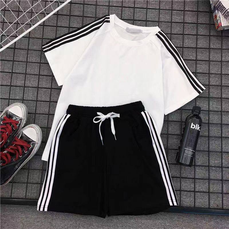 夏季休闲运动服套装男圆领短袖宽松2025新款潮流大码夏季两件套12