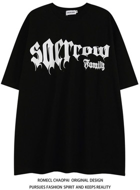 嘻哈字母印花款宽松短袖T恤上衣women clothes2025新款精梳棉重工