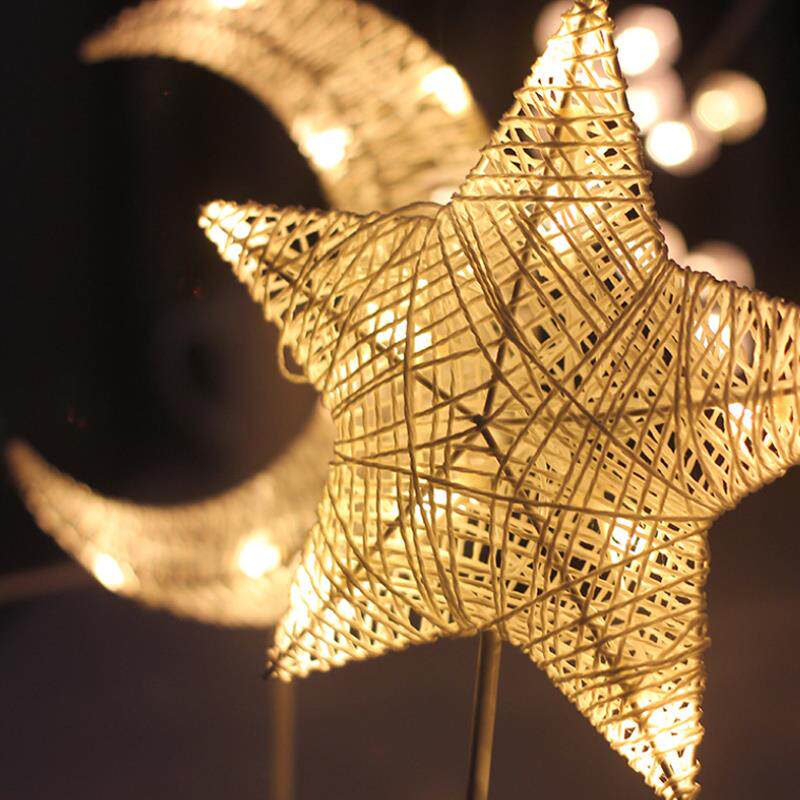 led小d夜灯星星月亮台灯藤条造型灯节日装饰灯爱心造型灯生日礼