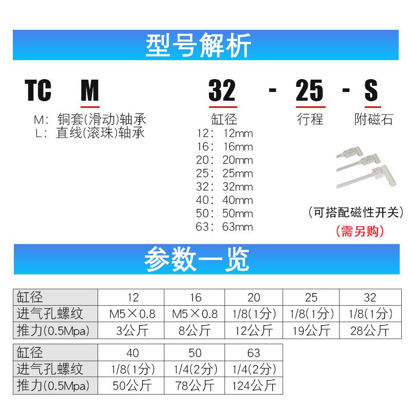 TCM3三轴三杆气缸TCL1X16X0X5X40X80X100X10X50X75X60S-封面