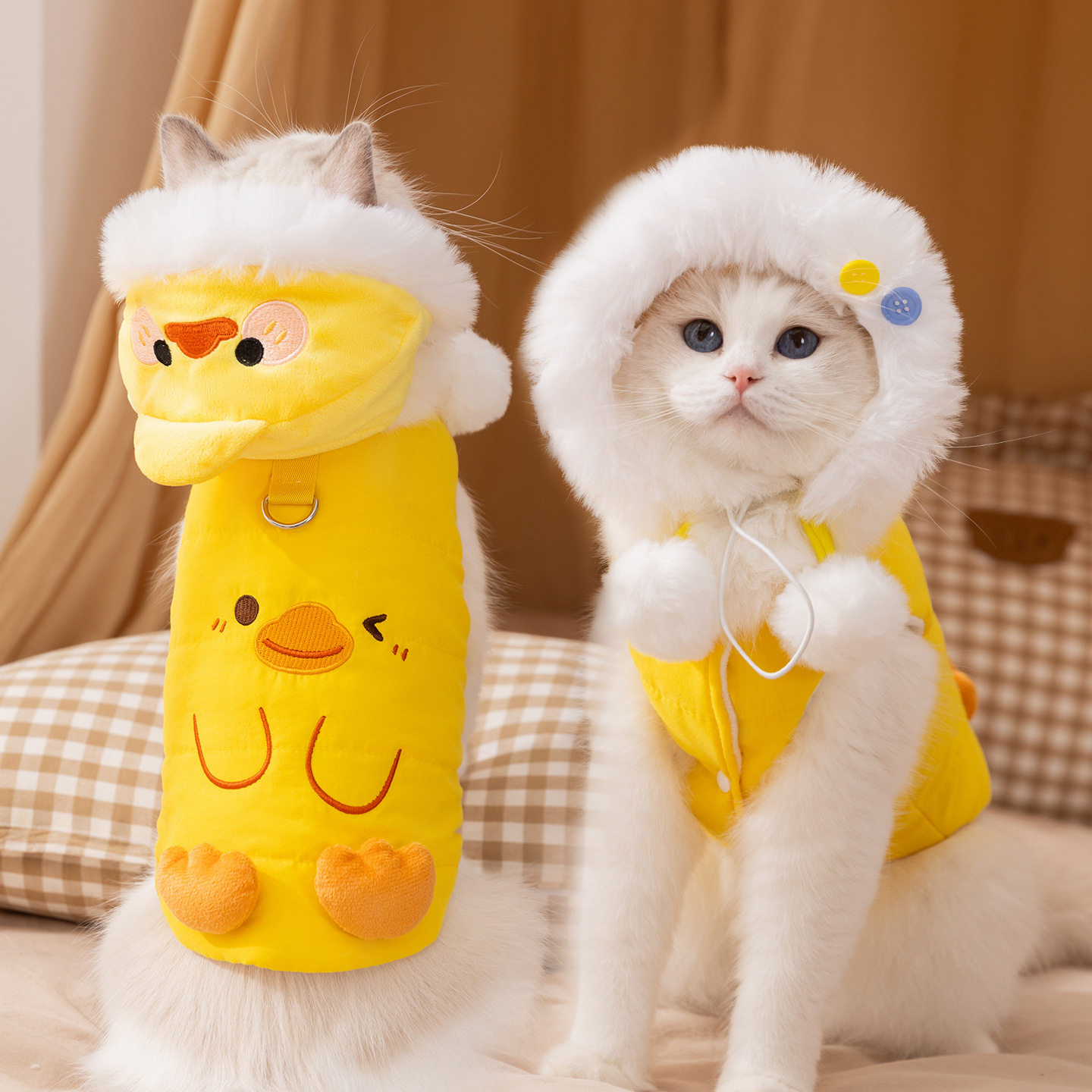 猫咪变身装秋冬季棉衣可爱立体鸭鸭带帽马甲成猫幼猫保暖宠物衣服