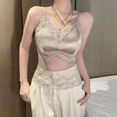 缎面蕾丝镂空无痕性感美背