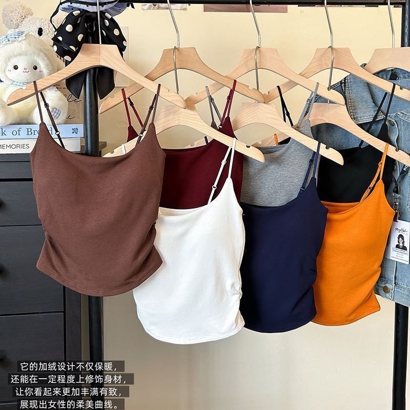 秋冬磨毛加绒防寒保暖内衣带胸垫一体式无痕褶皱收腰显瘦吊带背心,女士内衣/男士内衣/家居服,保暖背心,淘宝优惠券,粉丝福利购,淘宝优惠卷