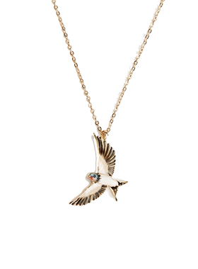 【自营】Fable燕子珐琅彩项链复古饰品胸针小众锁骨链生日礼物