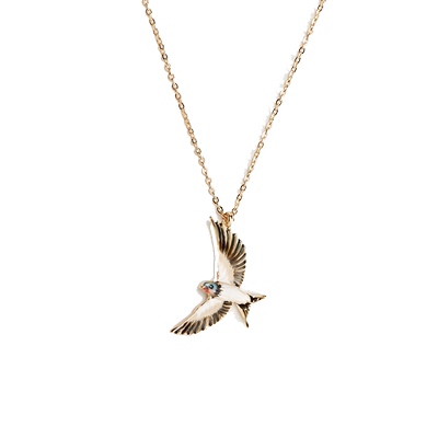 【自营】Fable燕子珐琅彩项链复古饰品胸针小众锁骨链生日礼物