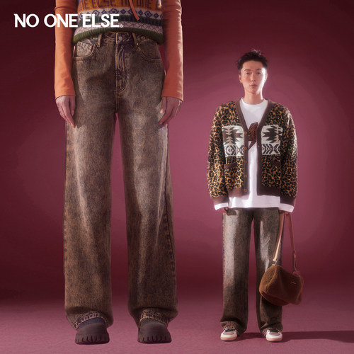 水洗高腰阔腿牛仔裤nooneelse
