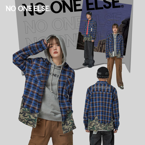 nooneelse迷彩格子衬衫