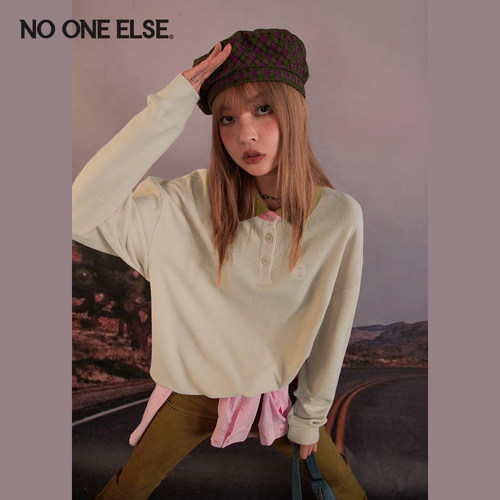 NOONEELSE撞色针织长袖卫衣