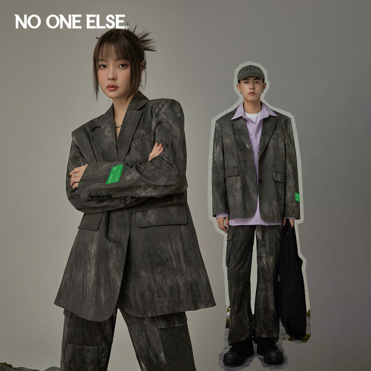 做旧复古扎染NOONEELSE西装男女图片