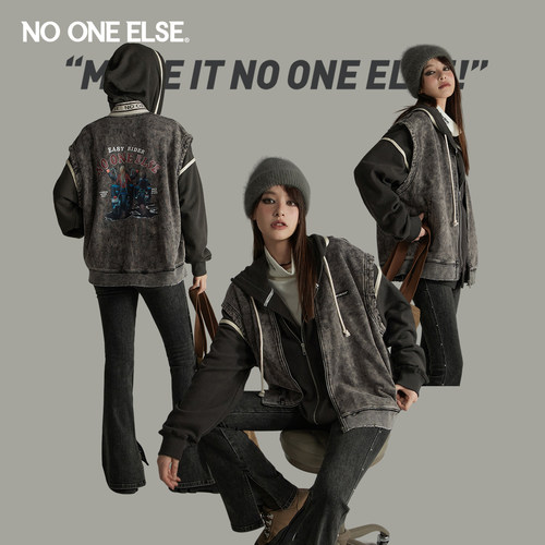 拼接牛仔马甲nooneelse时尚