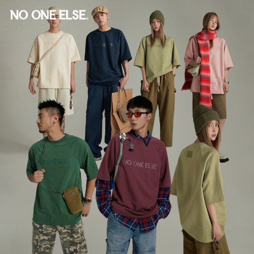 字母圆领短袖T恤nooneelse