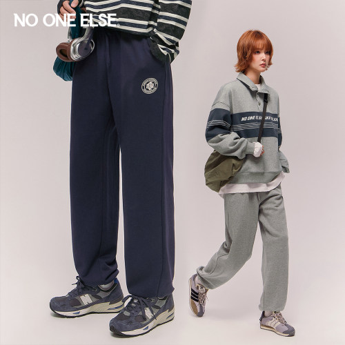 NOONEELSE字母绣花休闲裤