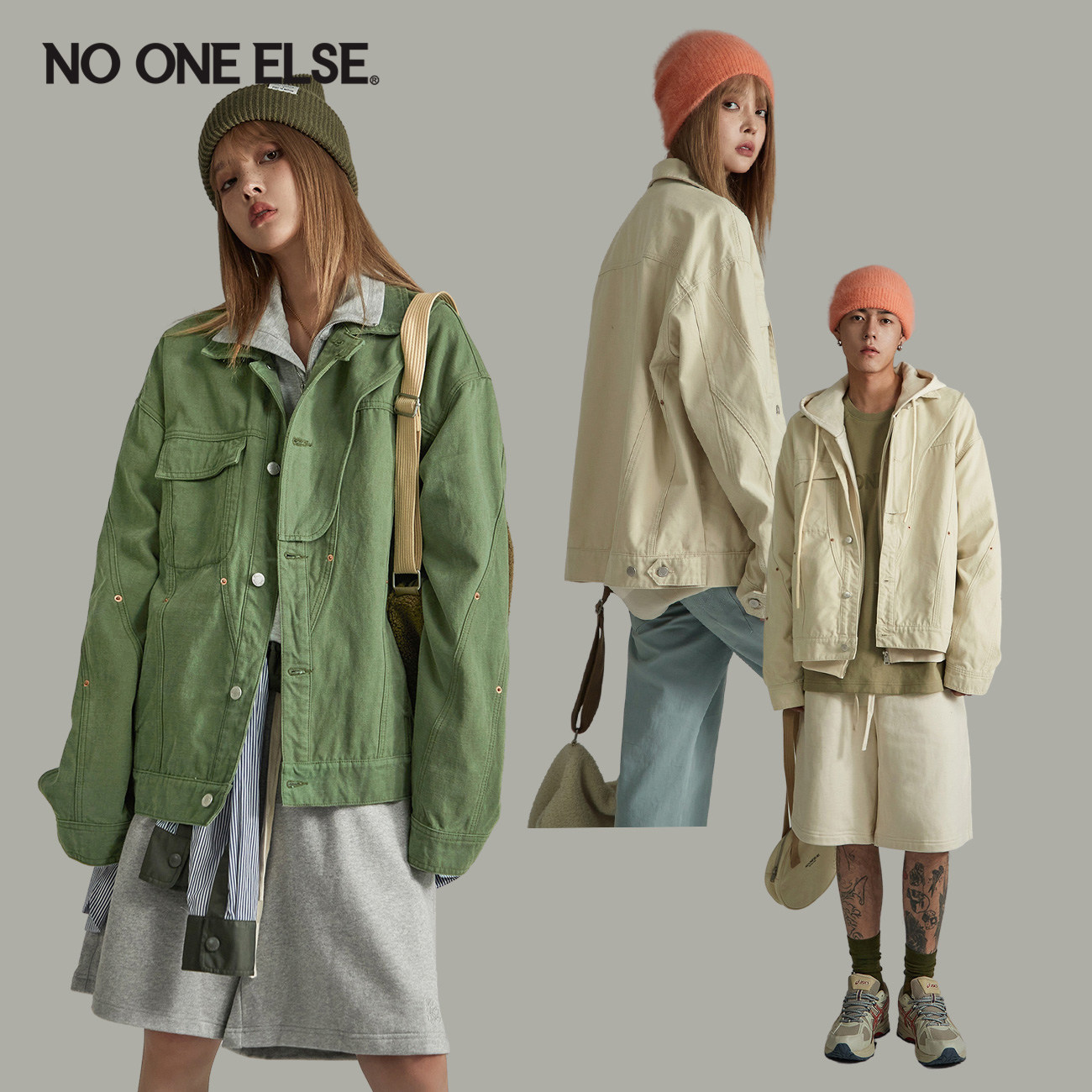 NO ONE ELSE【7系列】翻领口袋外套男女同款2026秋简约长袖上衣