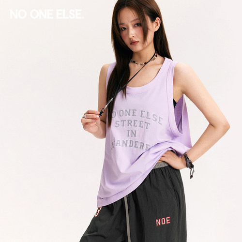 NO ONE ELSE字母圆领背心女士2026夏季新款运动宽松套头无袖上衣