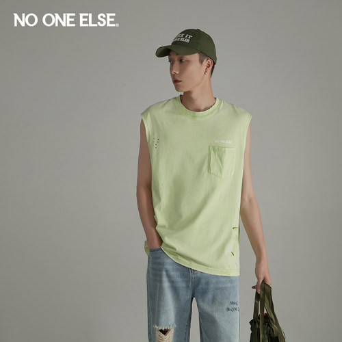 NOONEELSE口袋破洞印花背心