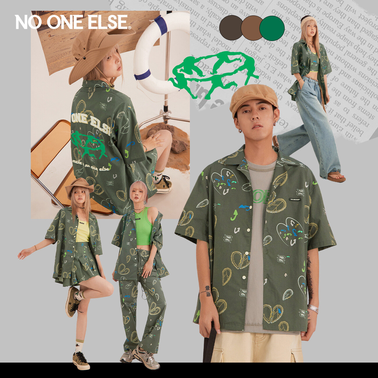 短袖衬衫nooneelse爱心宽松图片