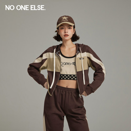 拼色连帽外套nooneelse美式