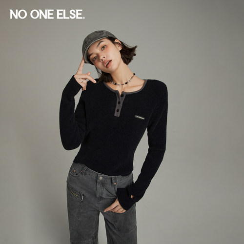 黑色针织衫nooneelse