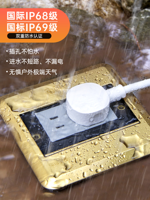 绝电户外防水地插隐形插座室外IPX8防水花园庭院地面防漏电五孔